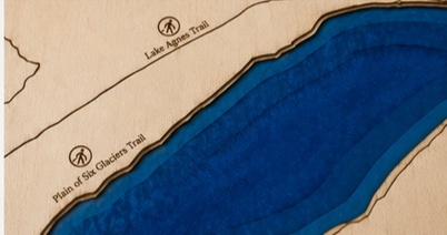 Lake Louise 5-Layer Wooden Map with Resin Water – Canadian Rockies Wall Art